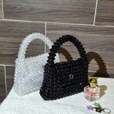 Crystal Beaded Mini Handbag Set – Black & Clear Elegance Combo