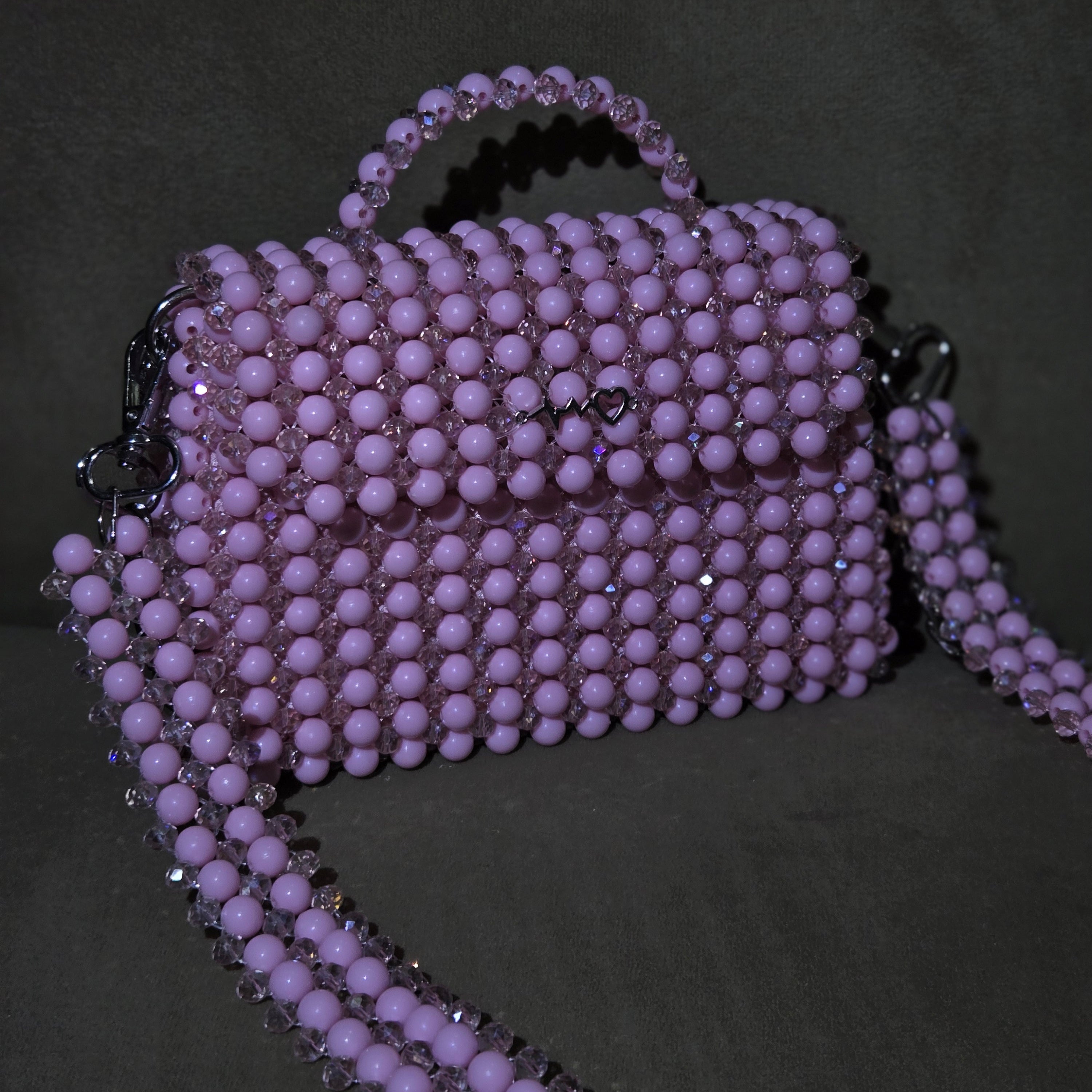 Elegant Beaded Handbag with Dual Strap Design