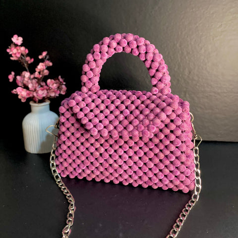 Bella Beaded Mini Bag – Rose Pink