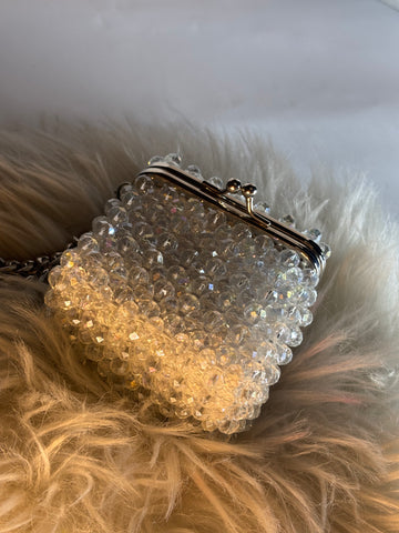 Luxury Crystal Beaded Box Clutch – Gold with Ruby Accents
