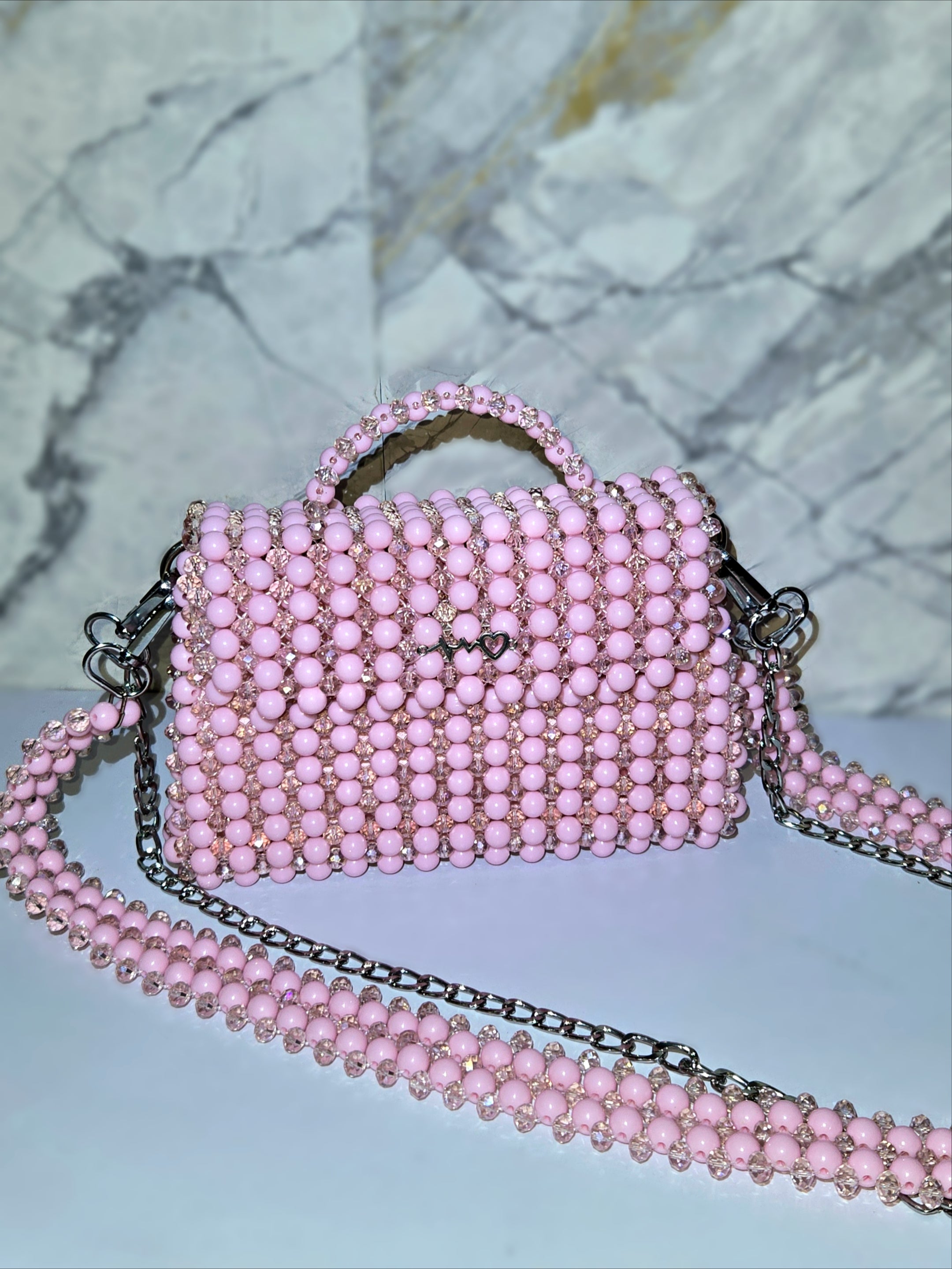 Elegant Beaded Handbag with Dual Strap Design