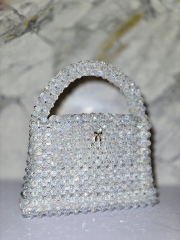 Crystal Beaded Mini Handbag Set – Black & Clear Elegance Combo