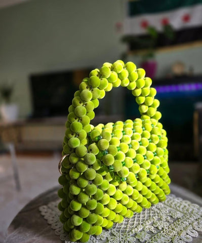 Lime Green Beaded Handcrafted Statement Bag