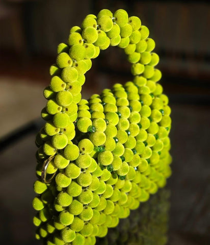 Lime Green Beaded Handcrafted Statement Bag